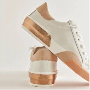 new  Dolce Vita Zina white/tan sneaker GENUINE LEATHER (252)
